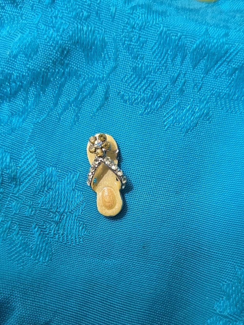 Yellow Rhinestone Flip Flop Pendant Necklace Charm